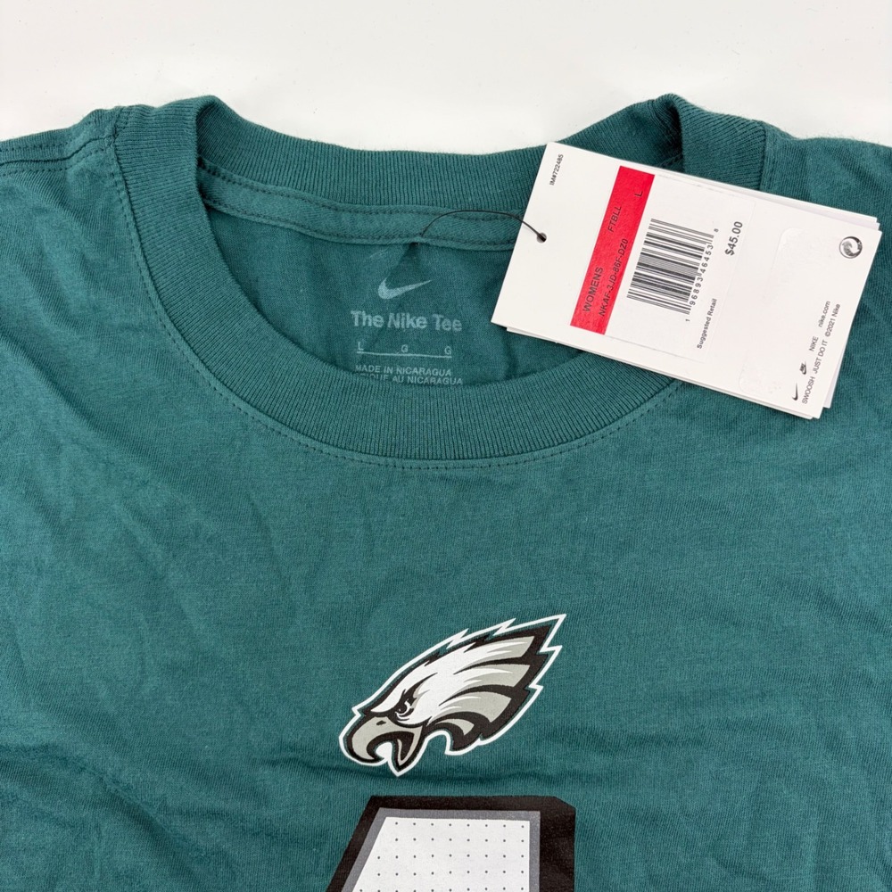 Nike Philadelphia Eagles Jalen Hurts 1 NFL T-Shirt Womens L Green